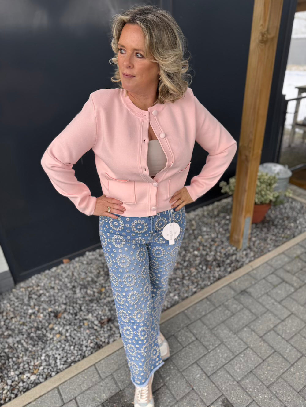 Jeans met geborduurd patroon