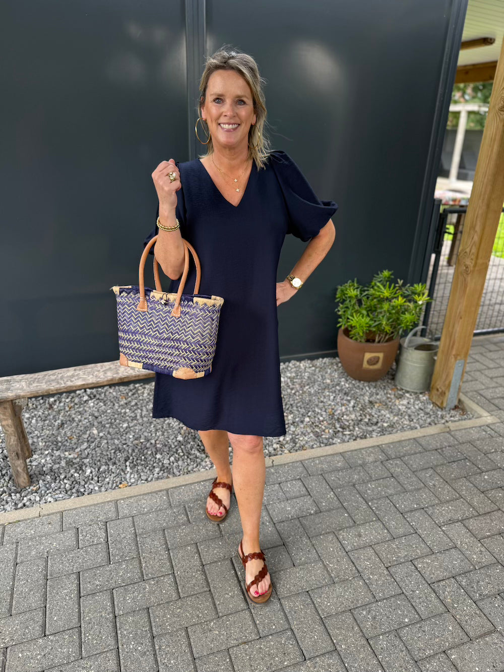 Jurkje pofmouw marine blauw viscose