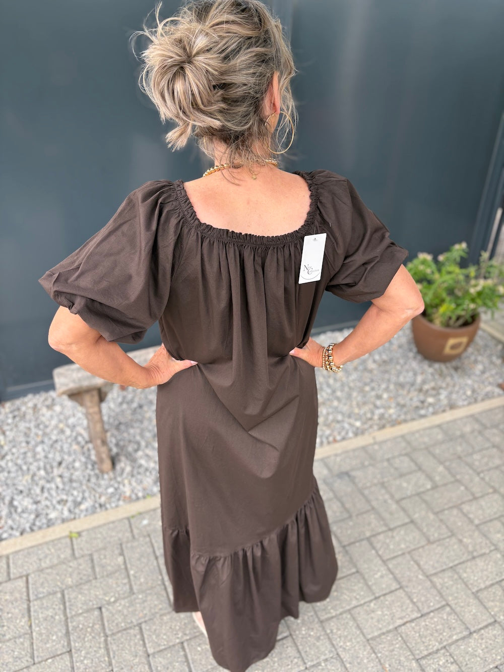 Jurk katoen offshoulder