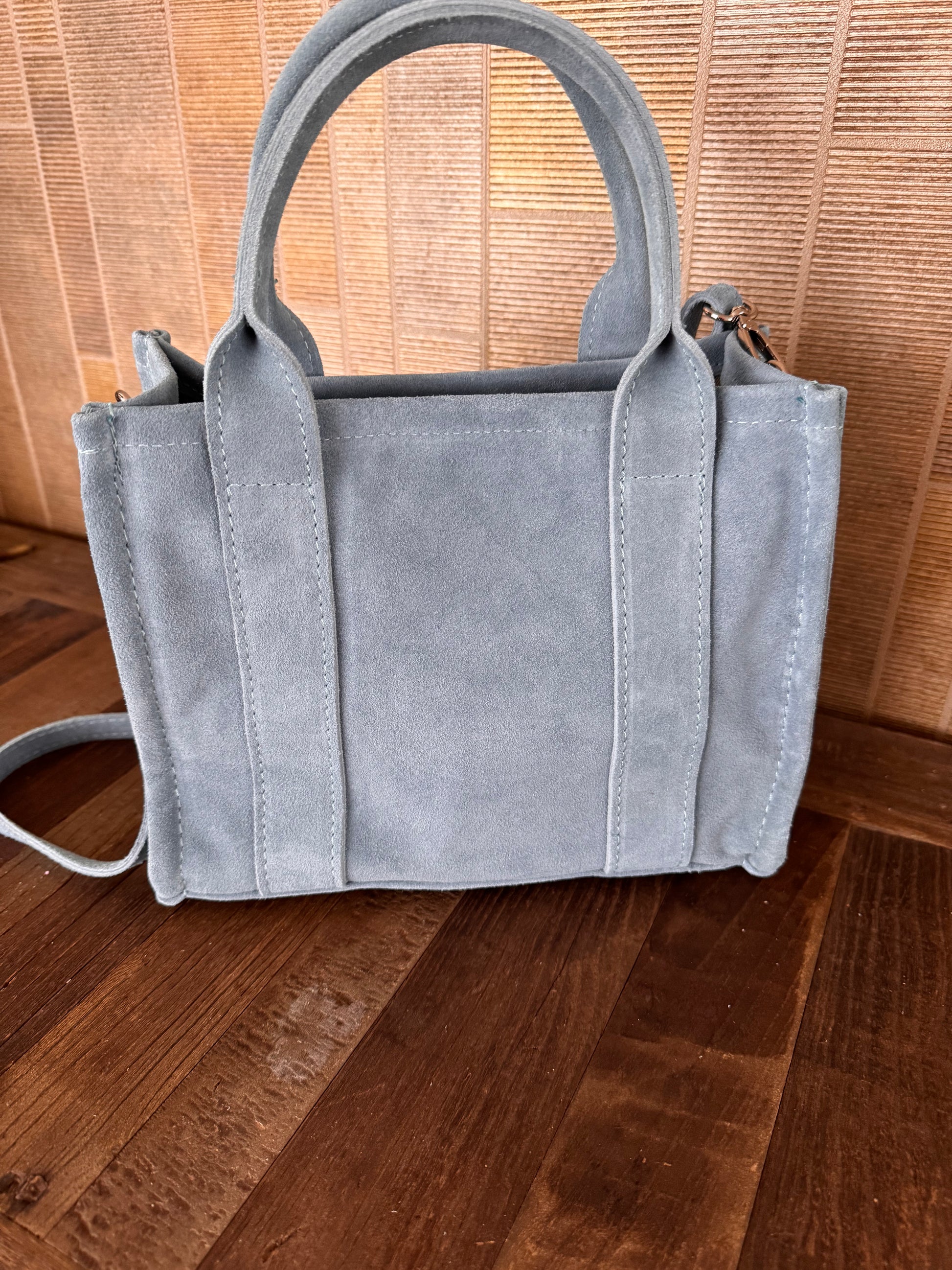 Tote bag suede blauw