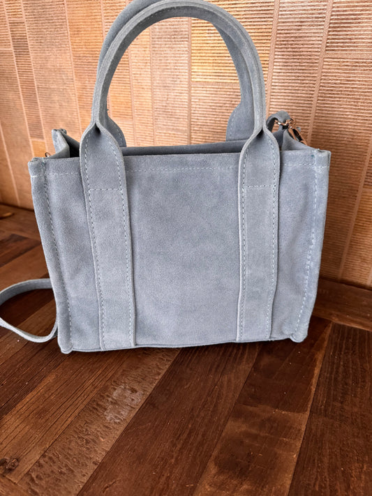 Tote bag suede blauw