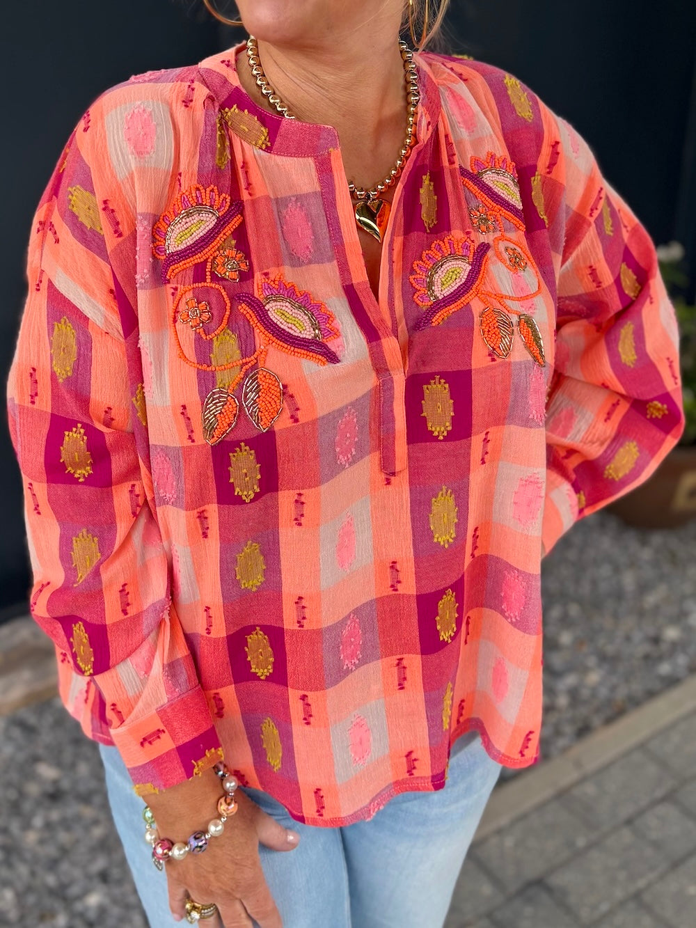 Tuniek blouse met kraaltjes