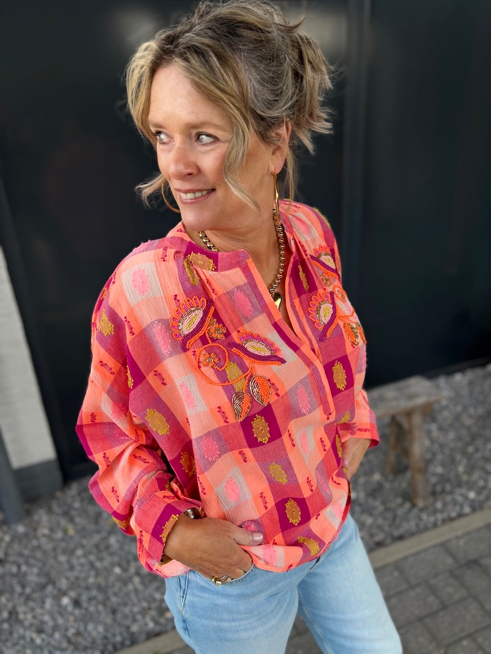 Tuniek blouse met kraaltjes