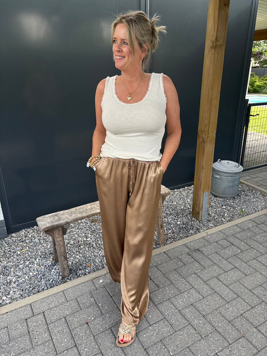 Broek viscose brons
