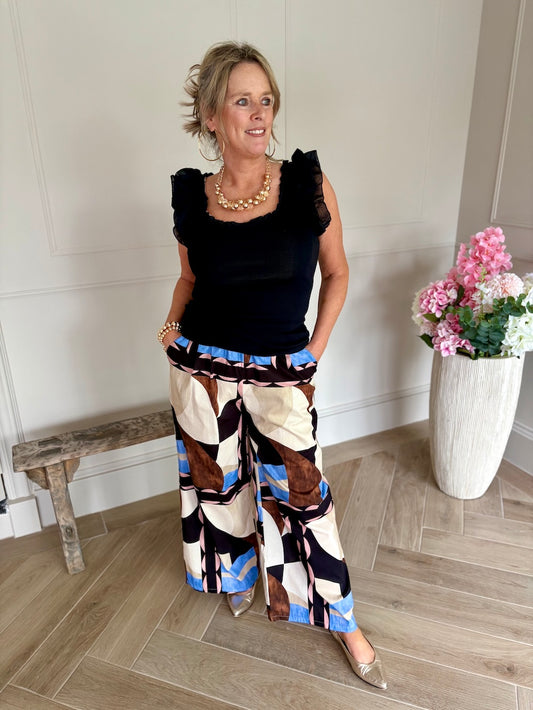 broek met print wijde pijp