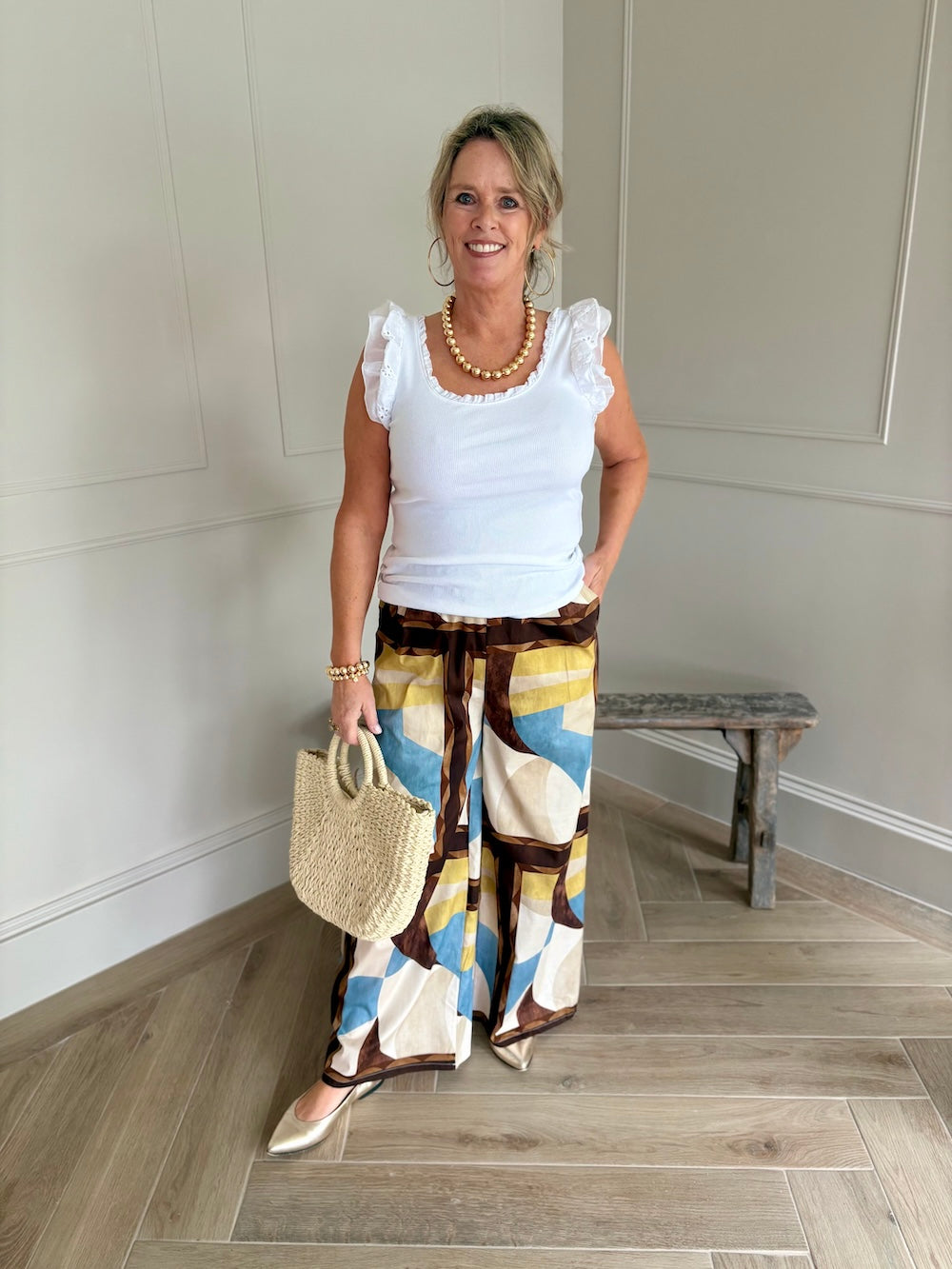 broek met print wijde pijp