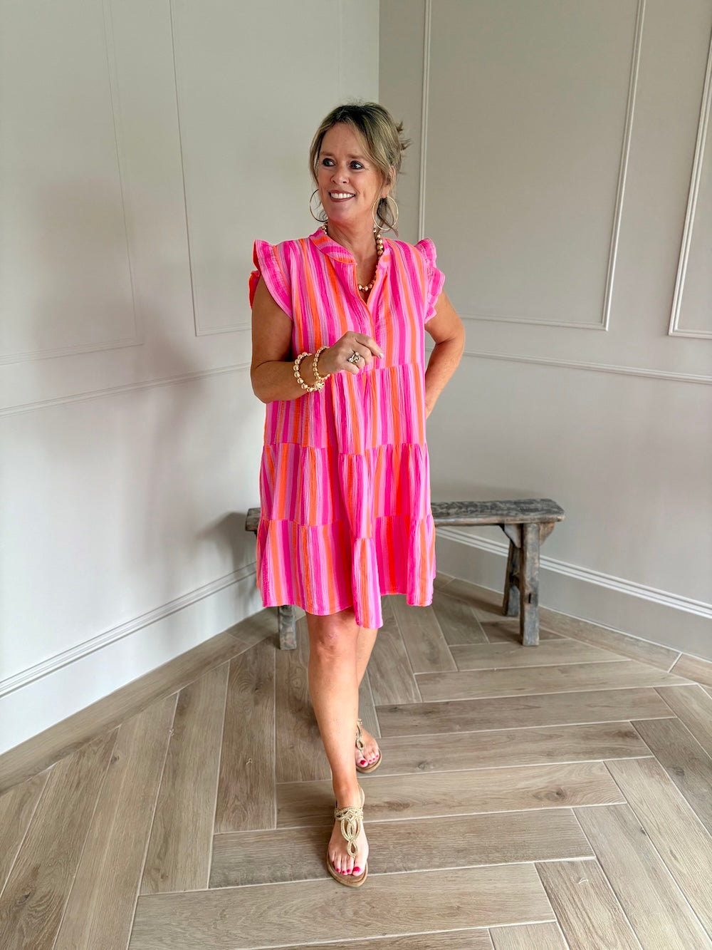 Strand jurkje wafel katoen "tetra"