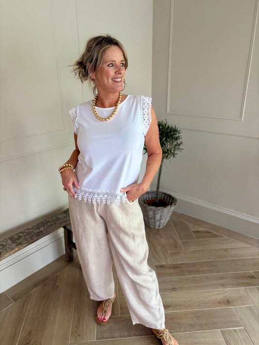linnen broek beige 