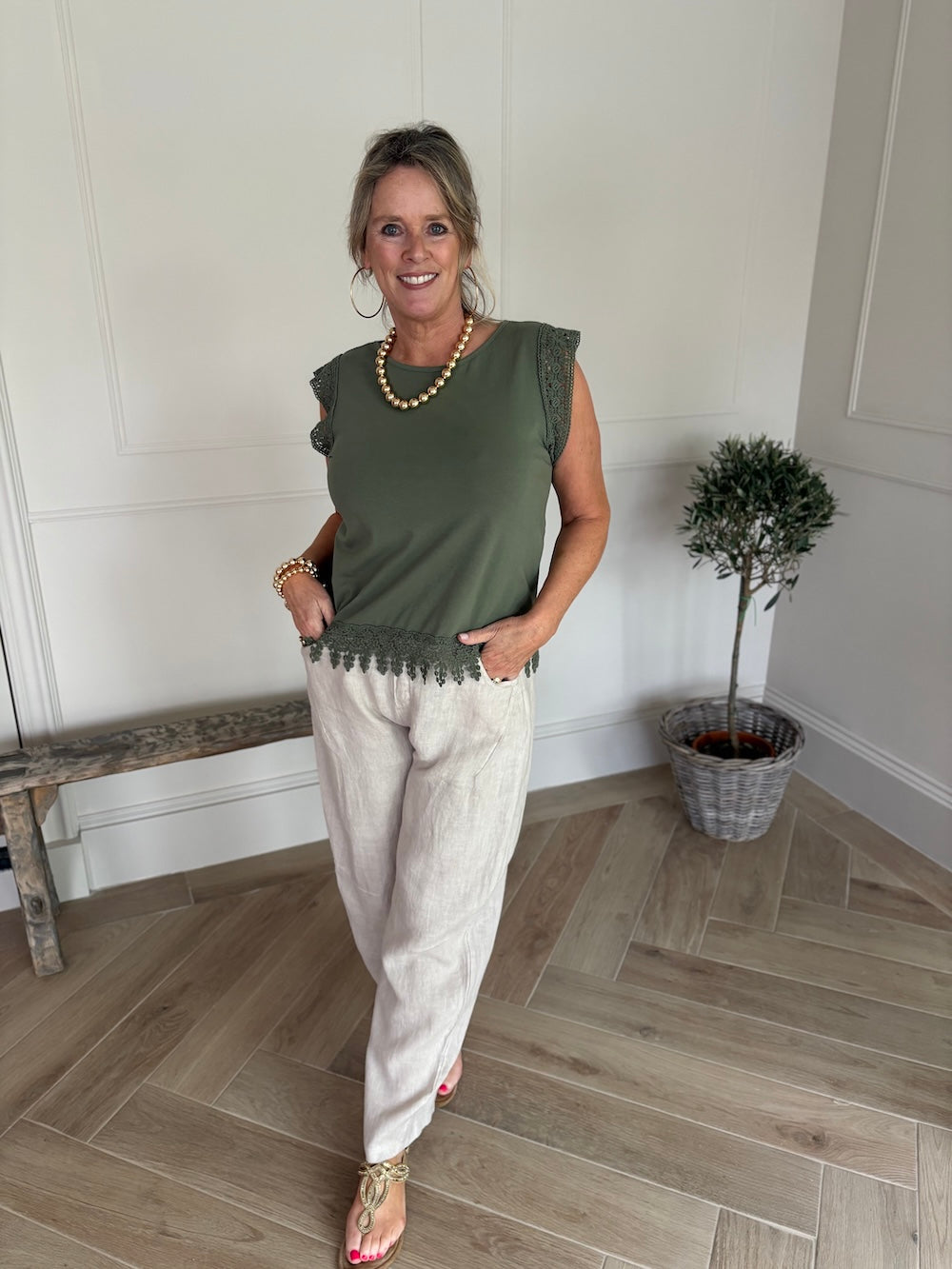 shirt met details khaki