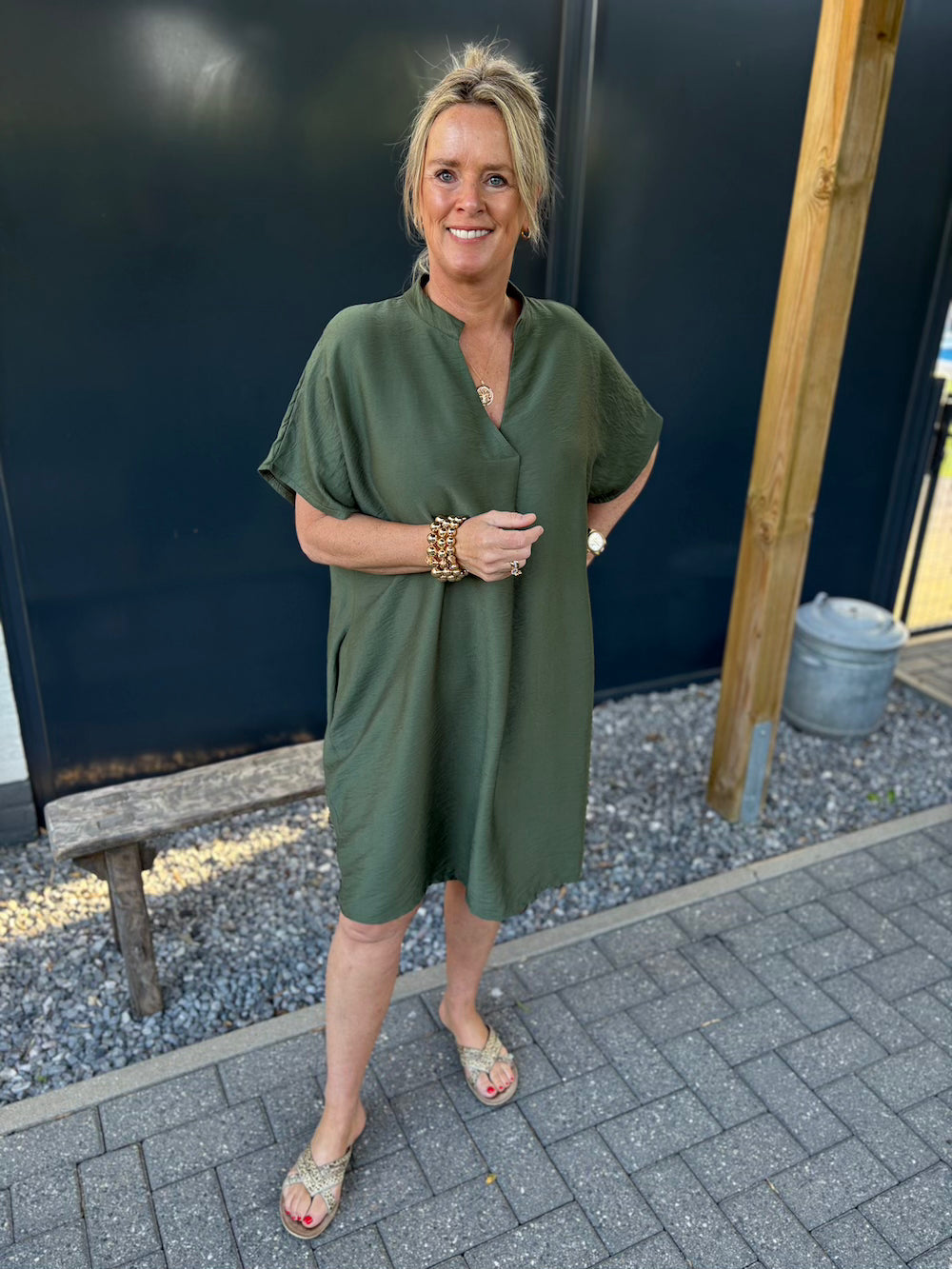 Mididress groen viscose
