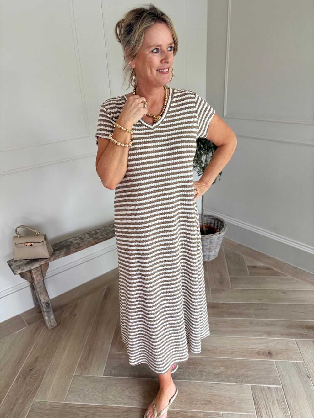 Jurk gestreept katoen