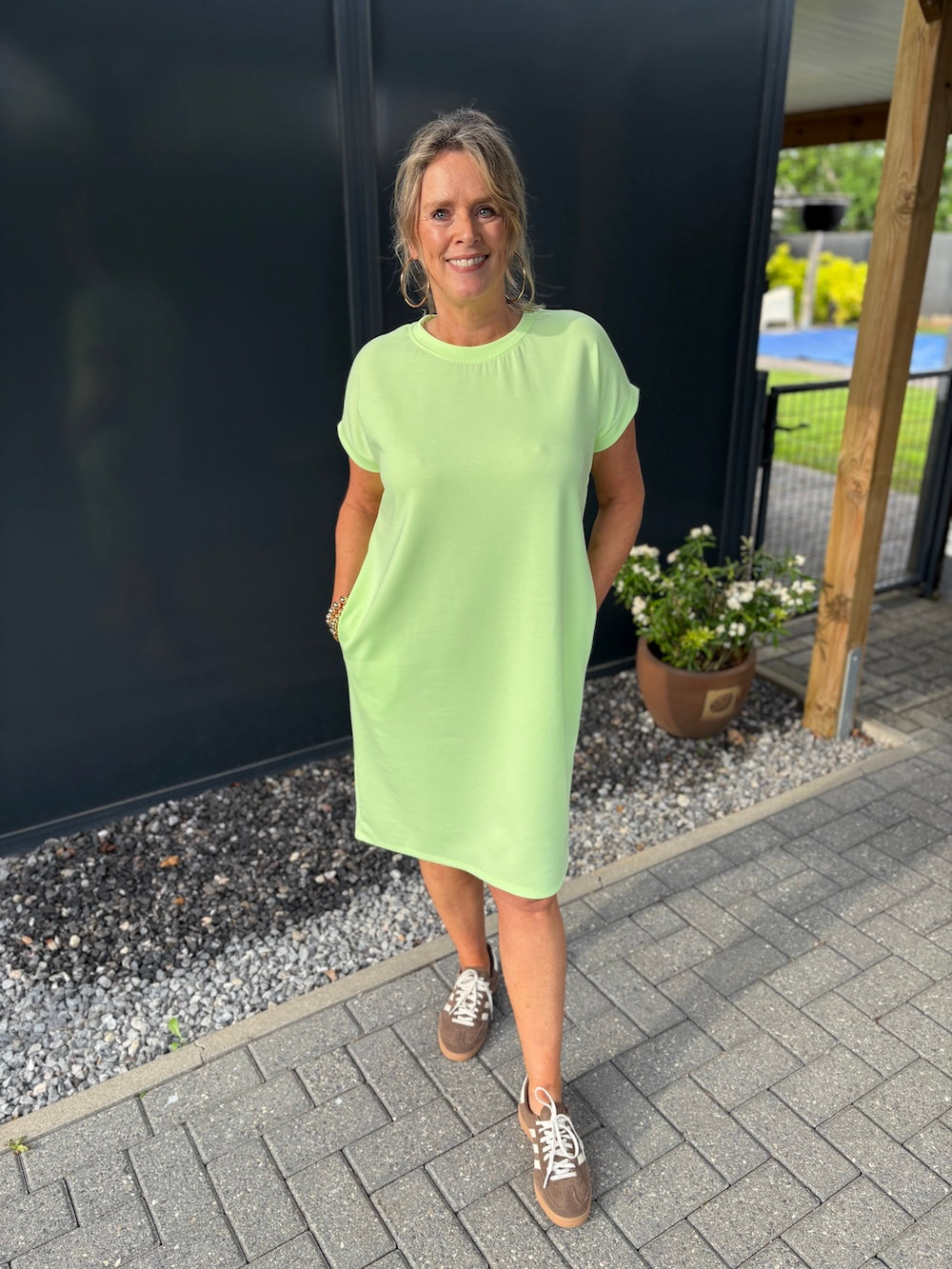 sweaterjurk neon groen