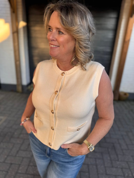 Vestje mouwloos gouden knoopjes