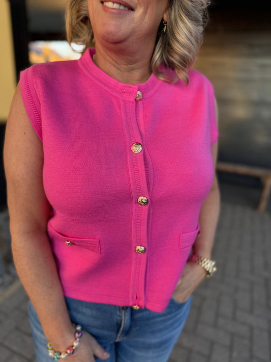 mouwloos vestje gouden knoopjes