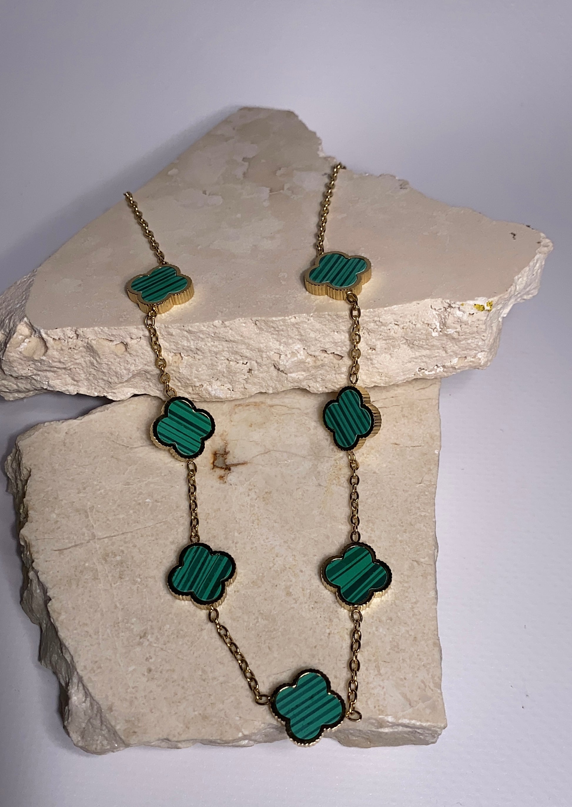 ketting stainless klaver groen