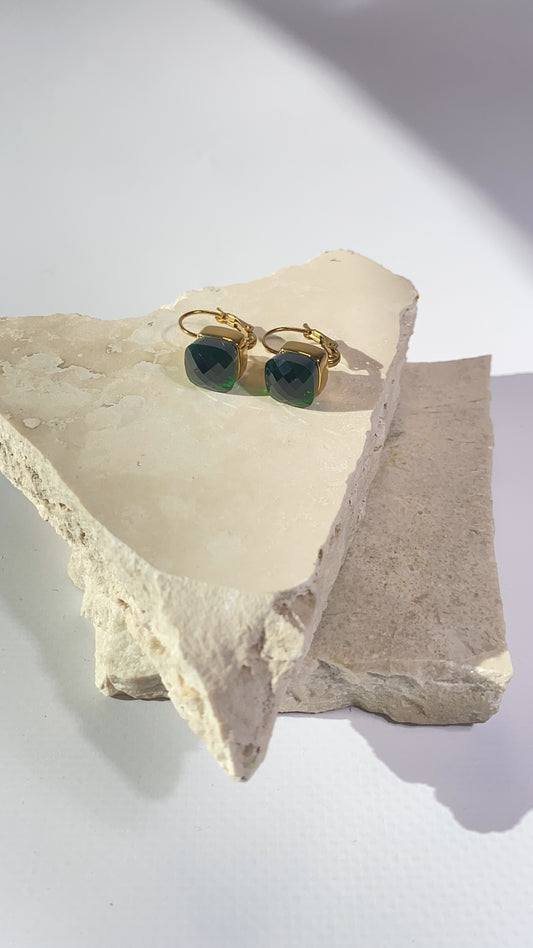 oorring steen groen stainless