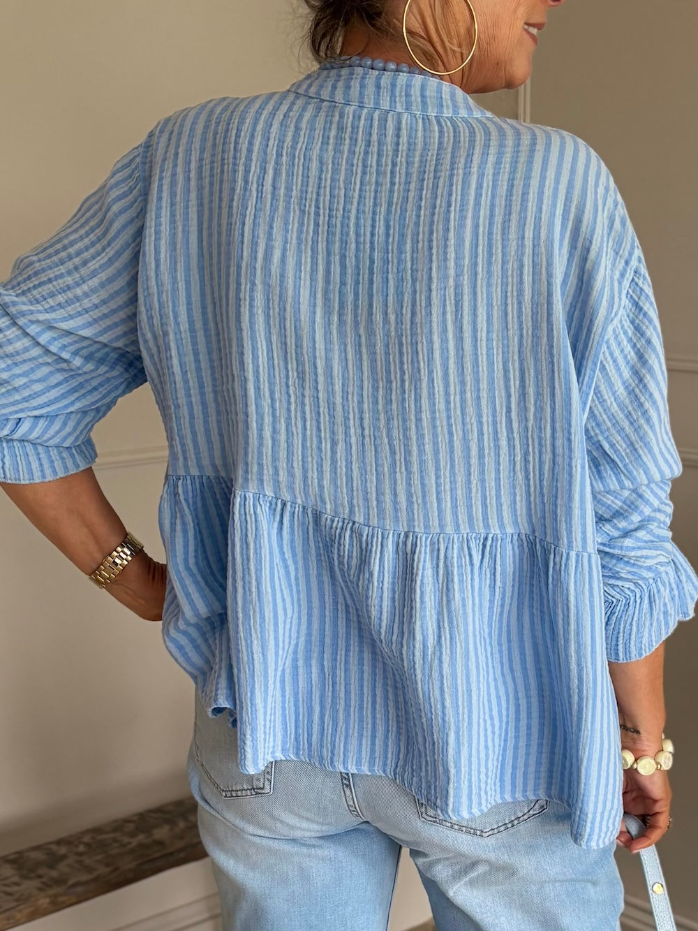 Blouse wijd tetra katoen gestreept