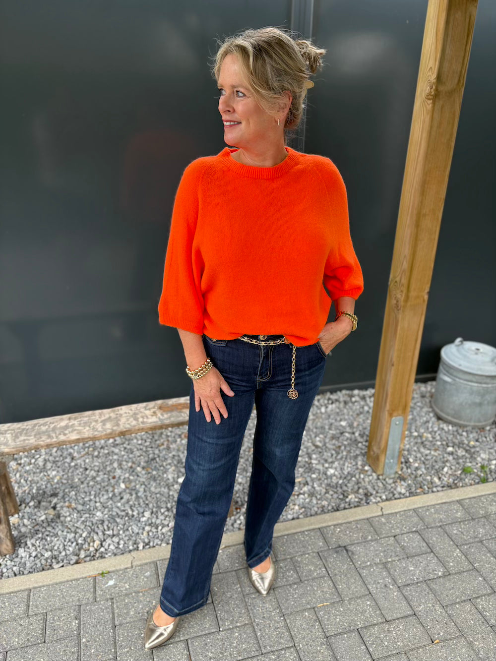 Truitje alpaca wijde mouw oranje