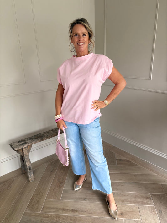 shirt kapmouwtje roze
