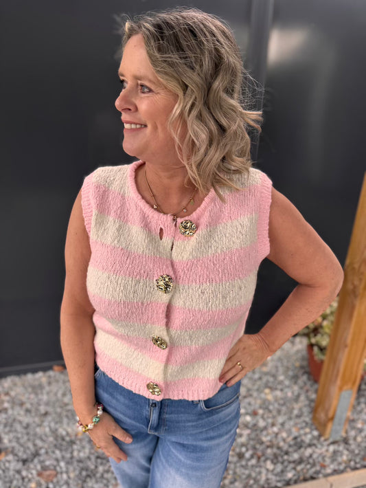 Gilet roze wit