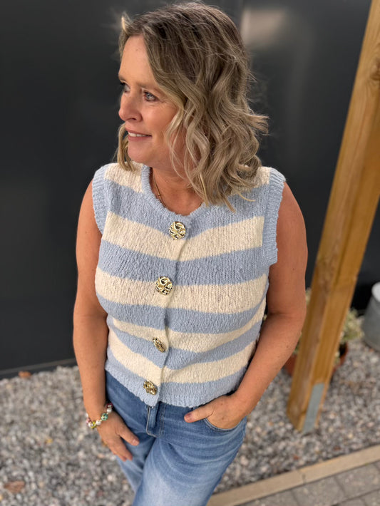 Gilet blauw wit