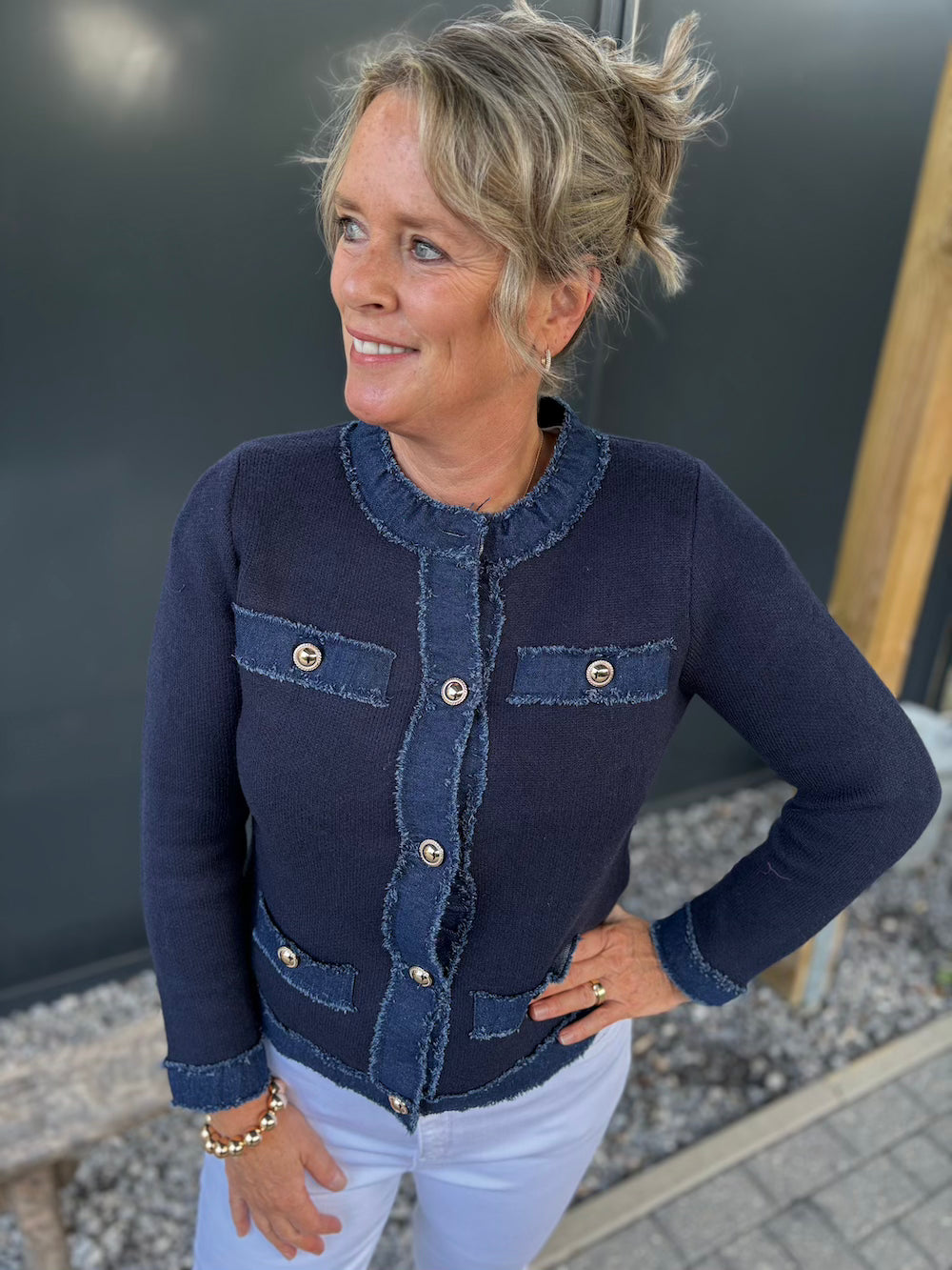 Vestje designer stijl donkerblauw