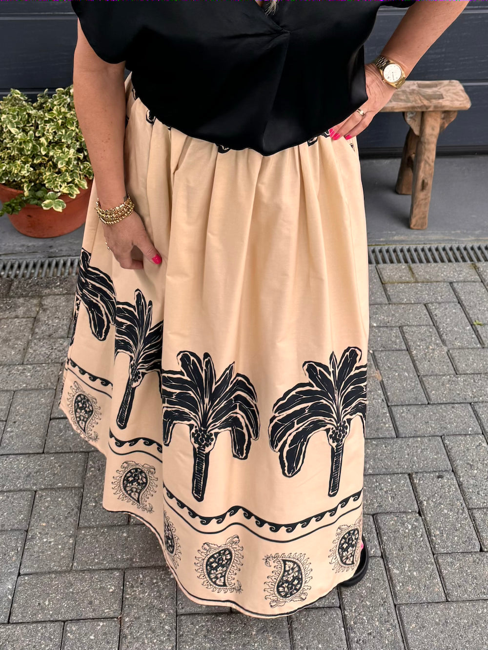 Rok beige met print