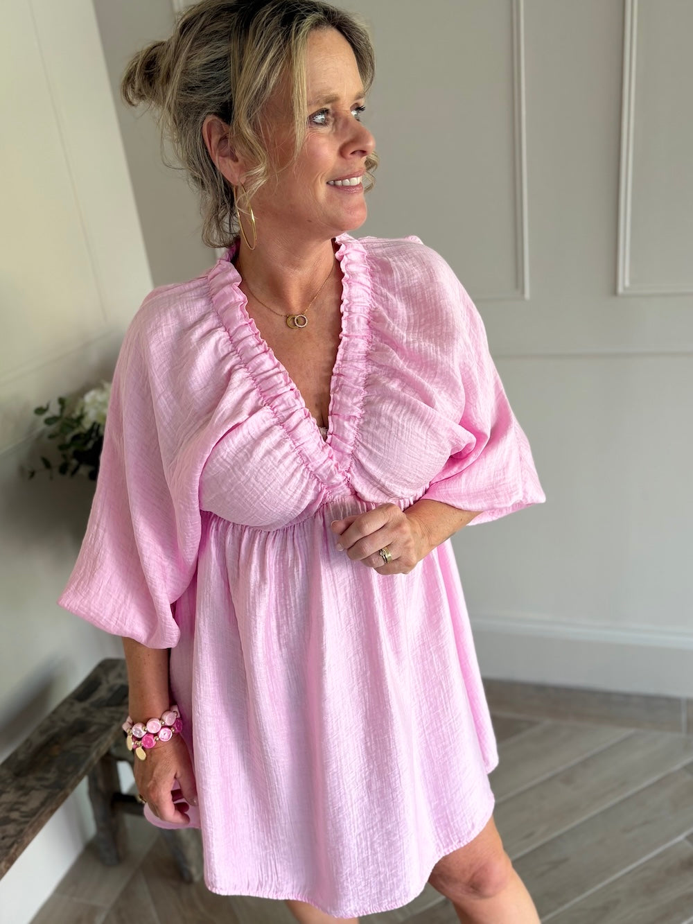 Jurkje v hals roze