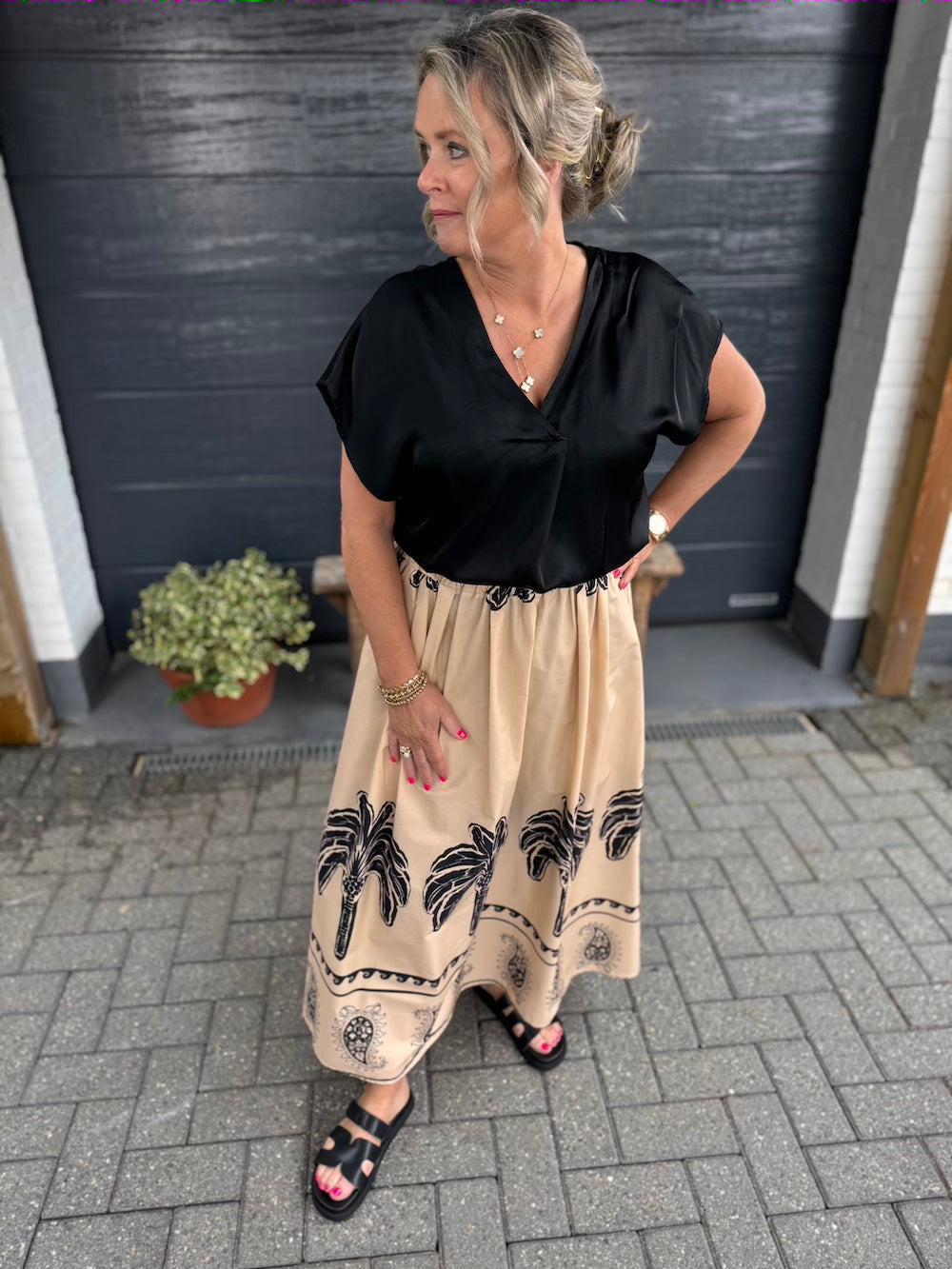 Rok beige met print