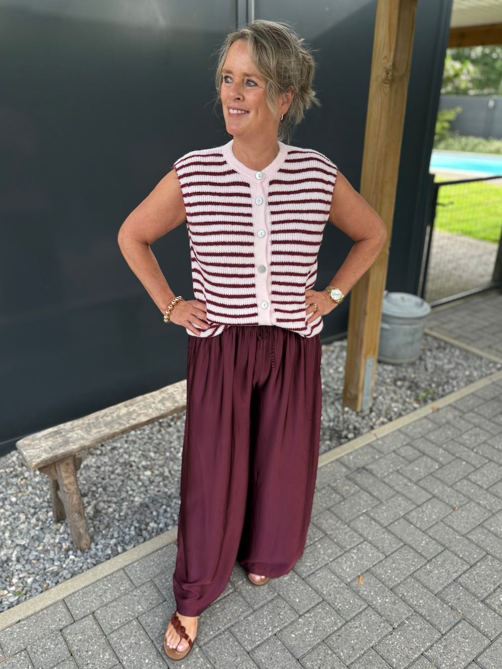 broek wijde pijp bordeaux viscose