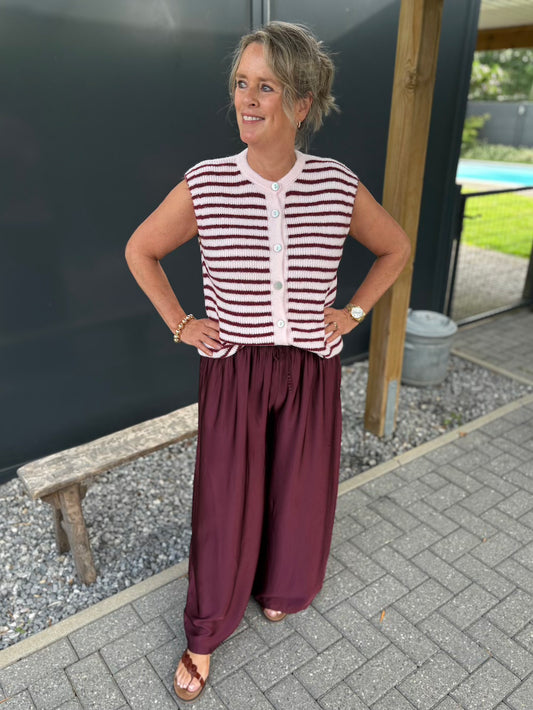 broek wijde pijp bordeaux viscose