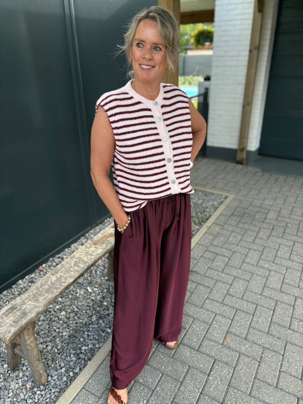 Broek wijde pijp bordeaux