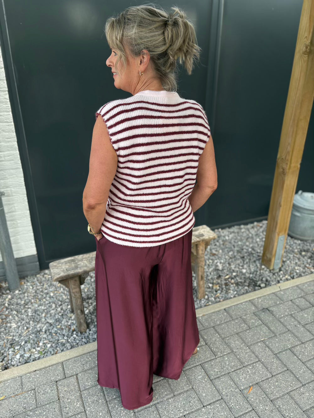 Broek wijde pijp bordeaux