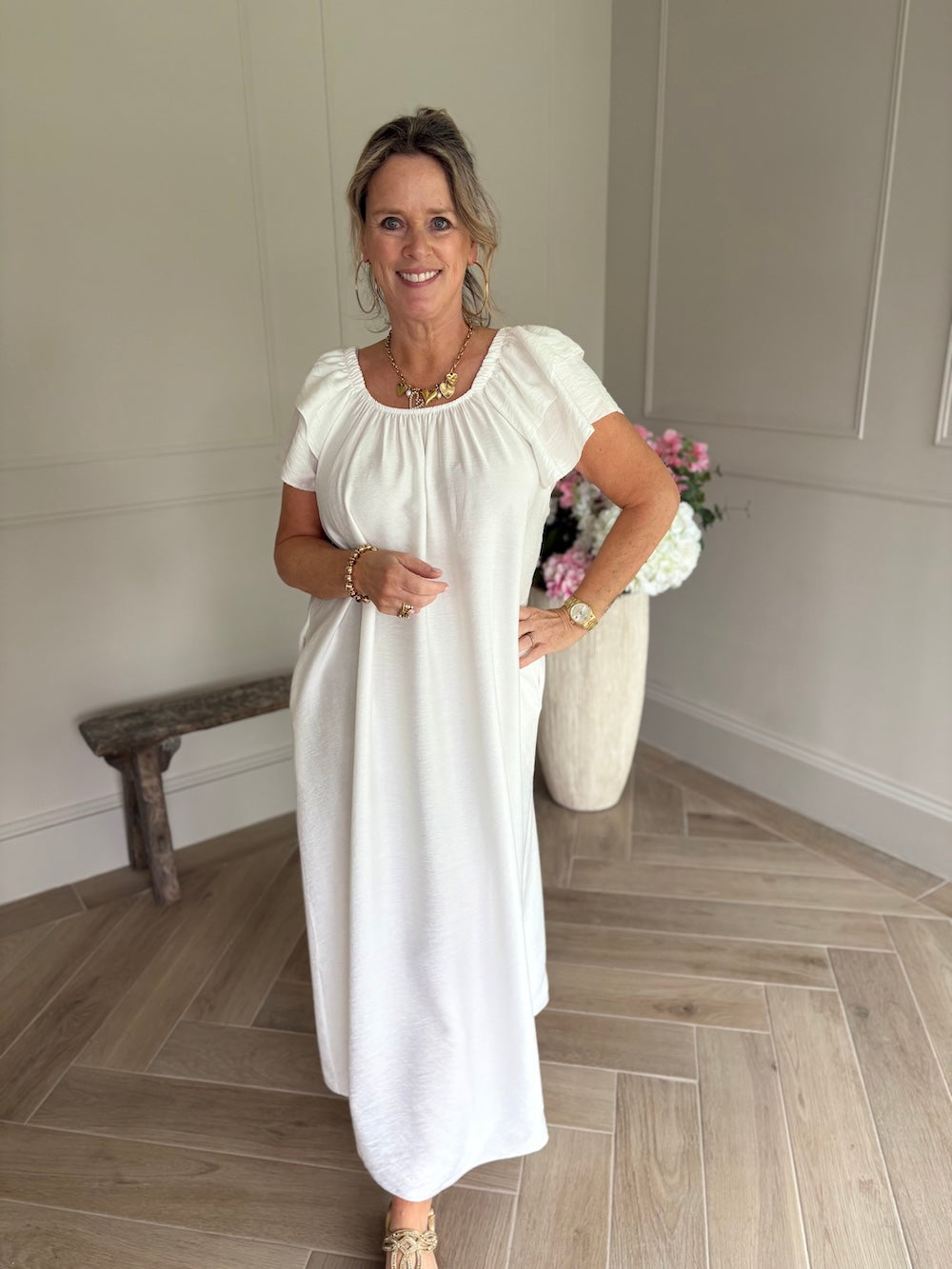 zomerjurk wit met rugdetail