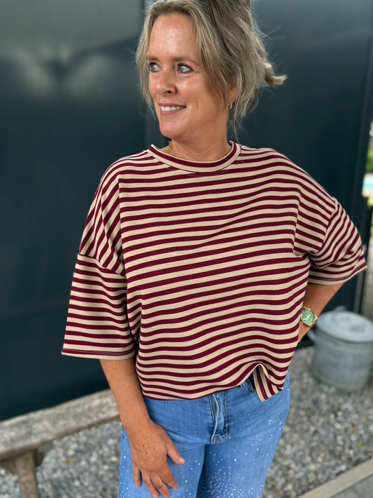 Shirt bordeaux beige