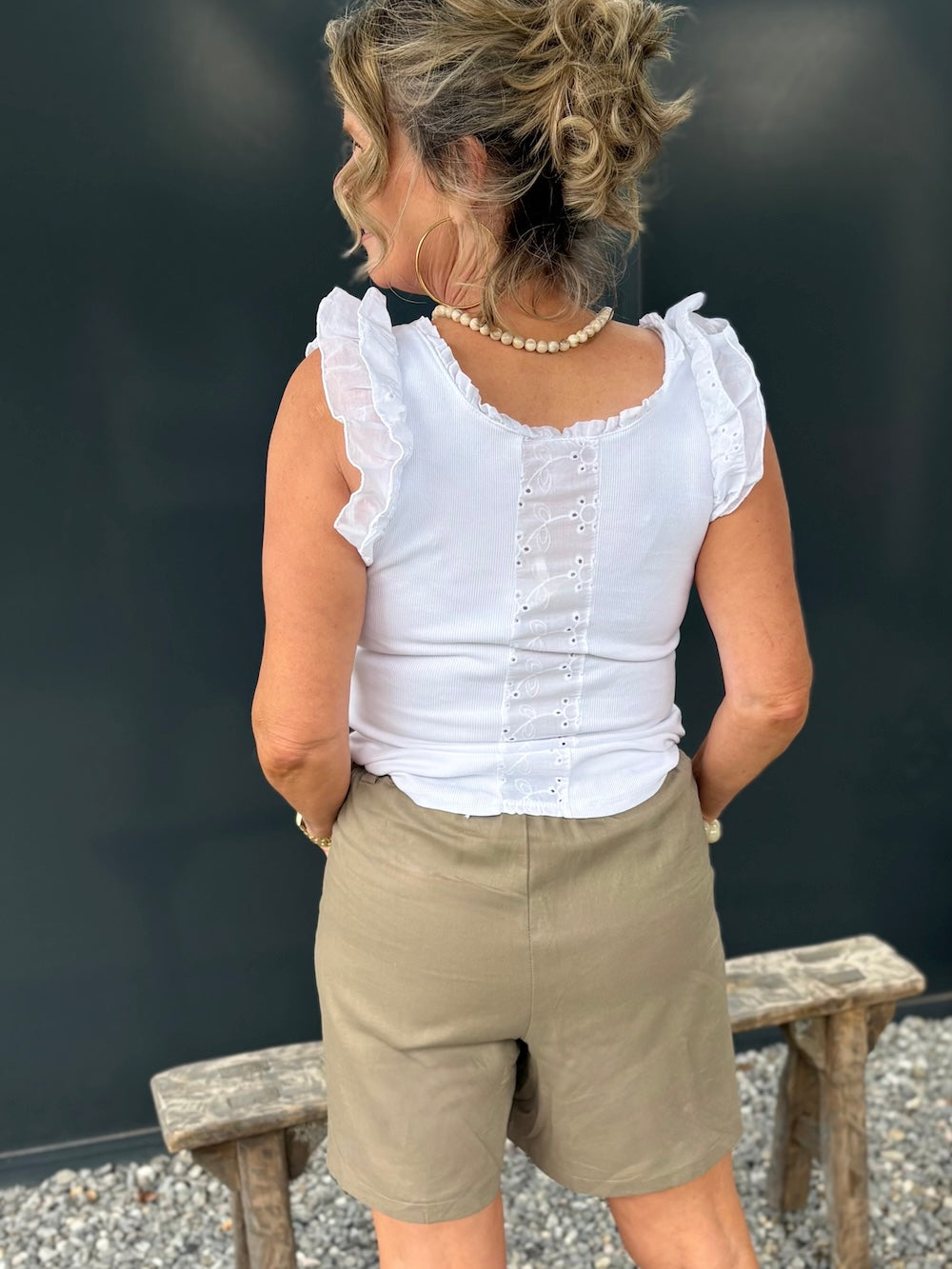 Short met riem linnenmix