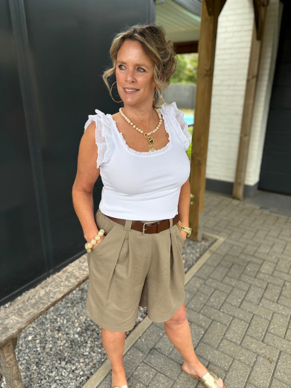 short linnenmix taupe