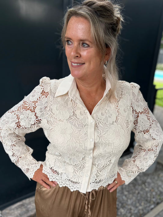 Blouse kant broderie creme