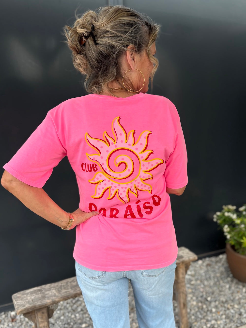 T shirt katoen neon roze paraiso
