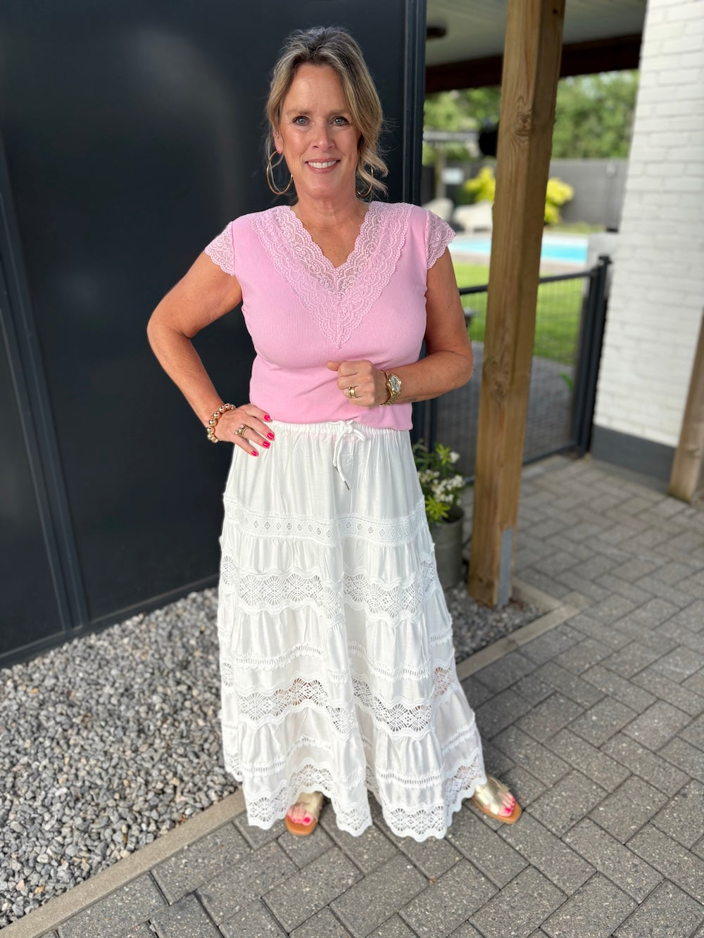 lange rok met stroken en broderie