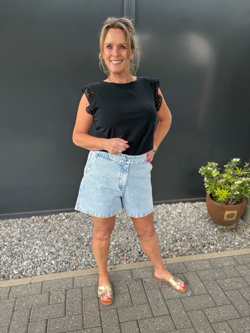 Jeans short met hartjes patroon