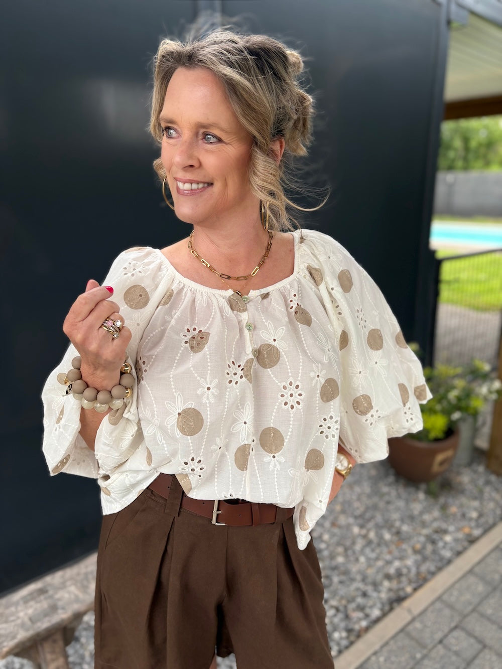 bloesje polka dot beige