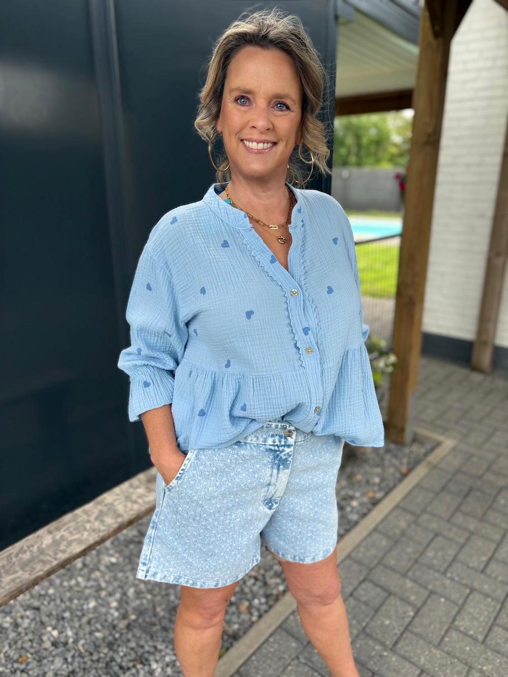 Blouse tetra met hartjes patroon