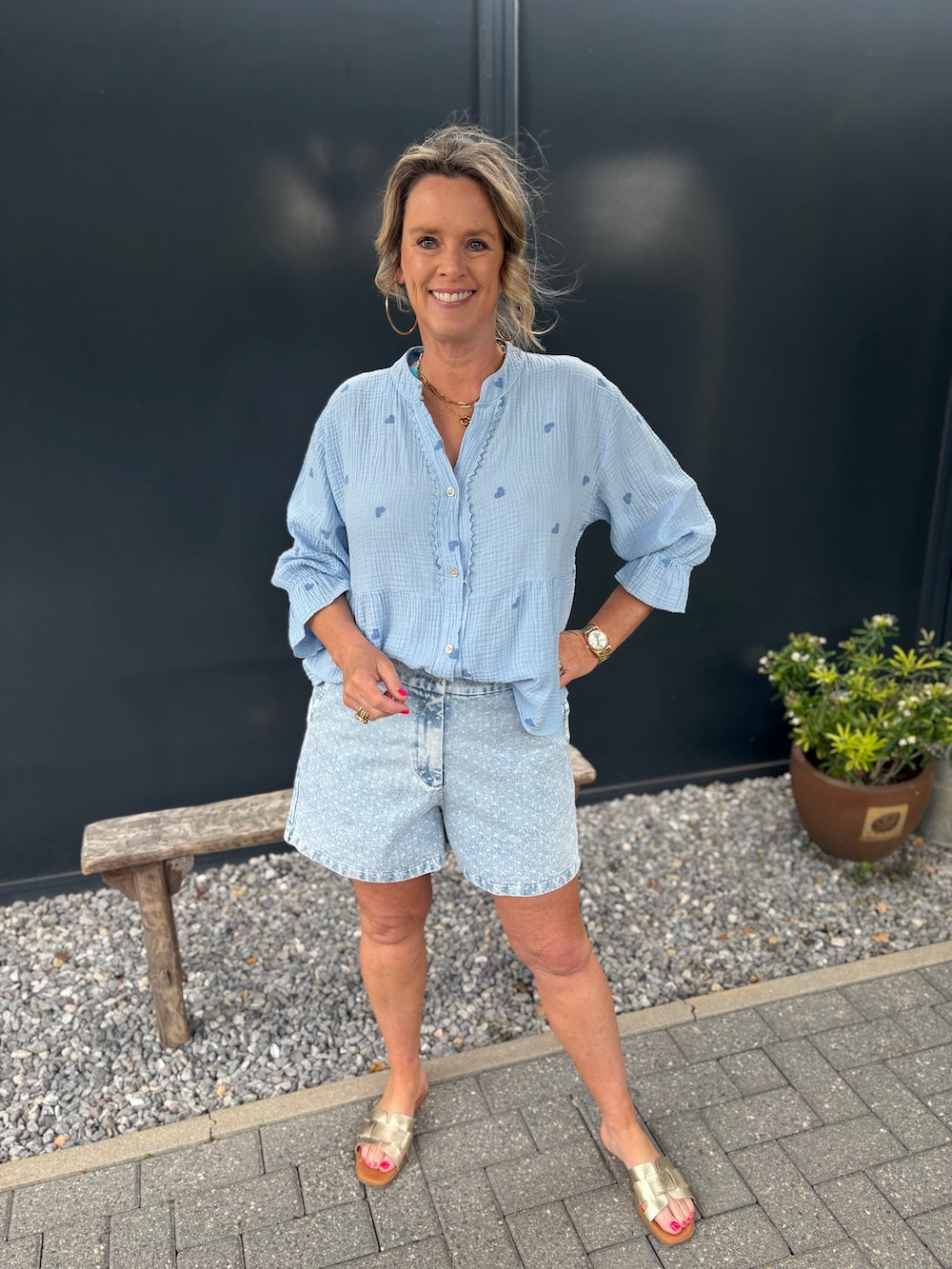 tetra blouse met hartjes blauw