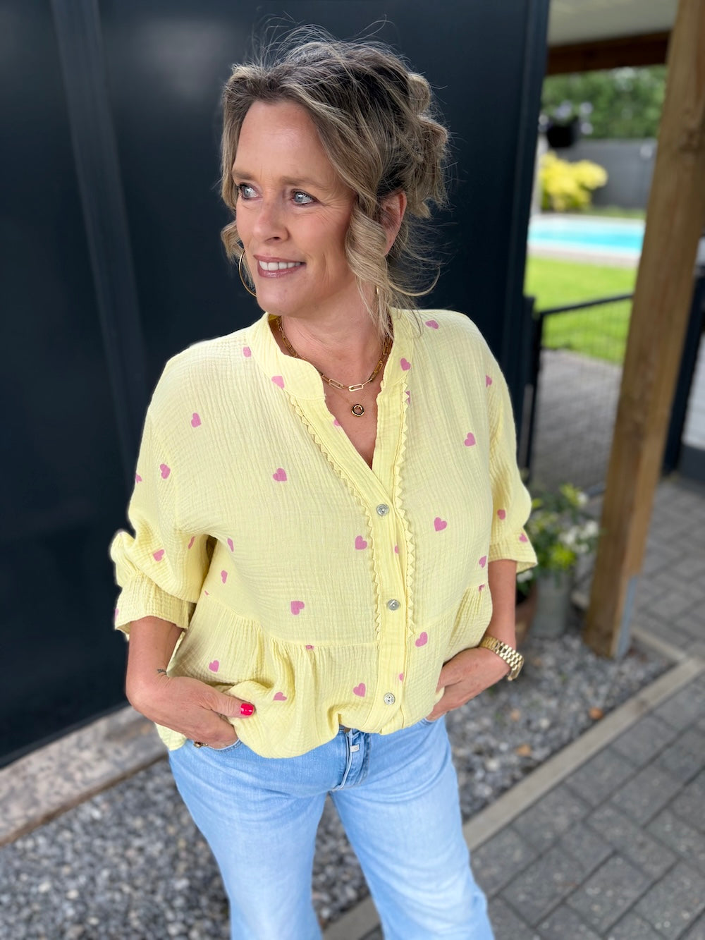 Blouse tetra met hartjes patroon