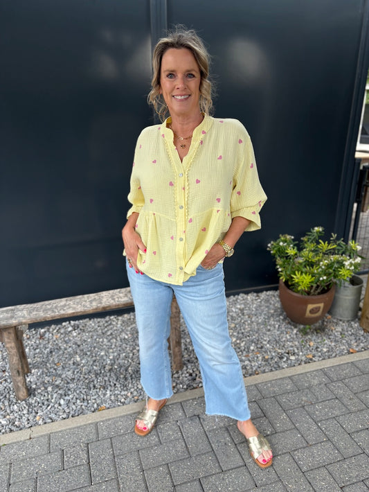 tetra blouse met hartjes geel