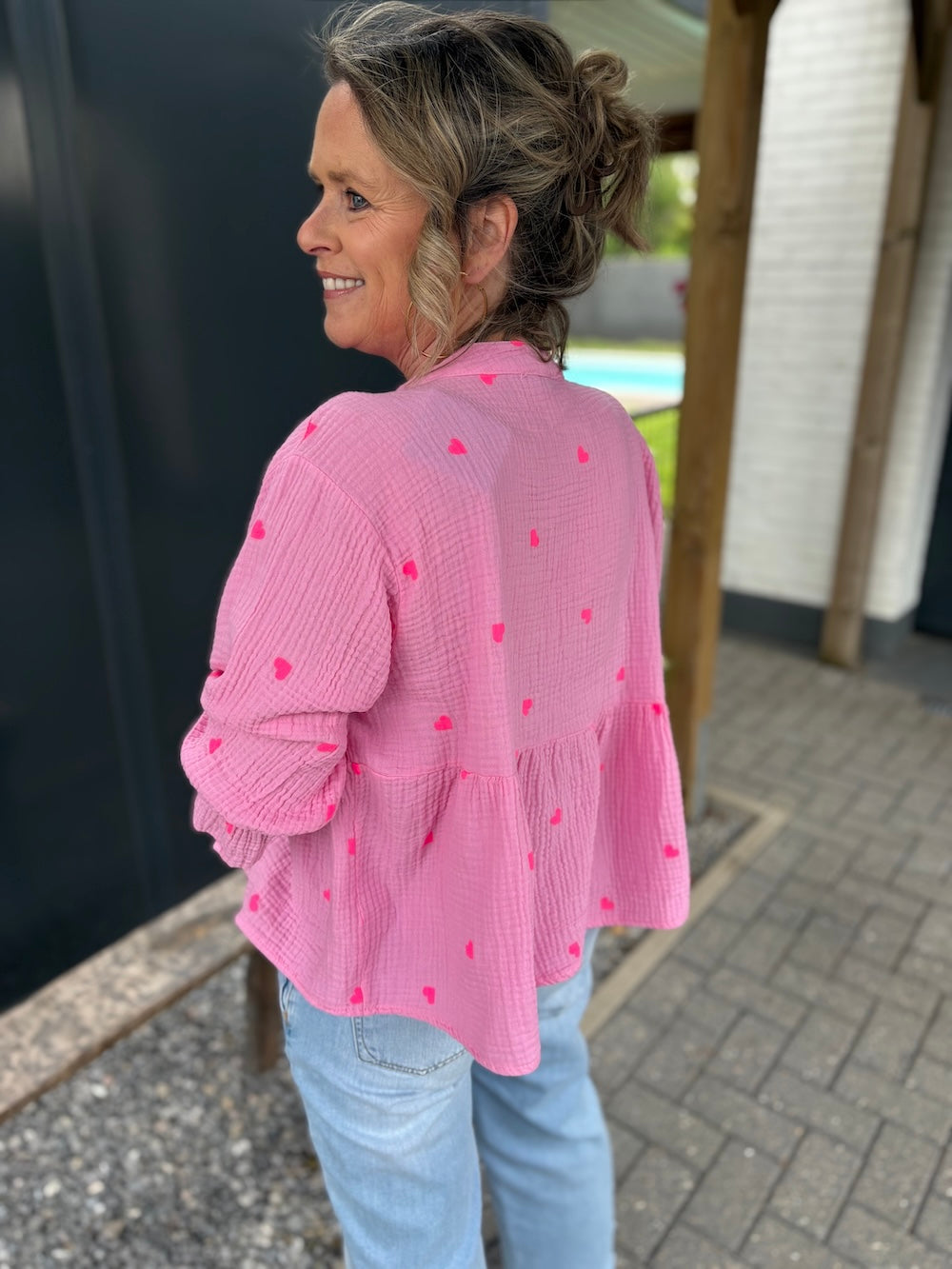Blouse tetra met hartjes patroon