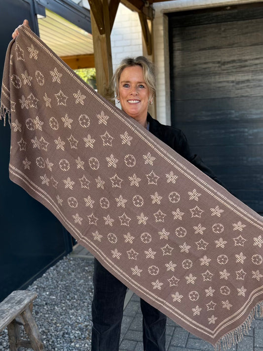 Designer style sjaal taupe