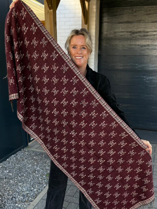 Designer style sjaal bordeaux