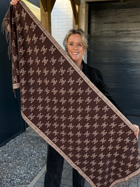 Designer style sjaal bruin